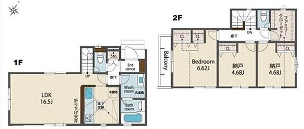 【1LDK+2S】家族のコミュニケーションを重視した開放感のある対面式システムキッチン・リビングイン階段プラン♪ファミリークローゼット+各居室収納でスッキリとした室内に☆