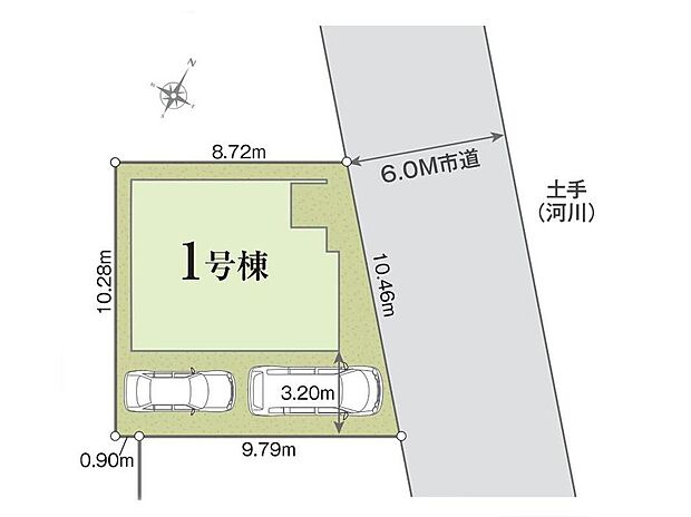 【全体区画図】カースペース2台分ご用意ございます♪(車種による)
家族分の自転車を駐輪したり、来客用の駐車スペースとしてもお使いいただけます♪