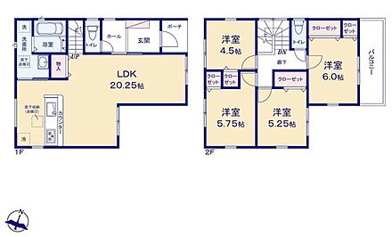 キッチンなどの給排水の音の発生源が住宅の機能的な部分にまとまっており、寝室やリビングなどを騒音から守ることができます。居室を2階に集約し、プライバシーにも配慮した間取りプラン。 