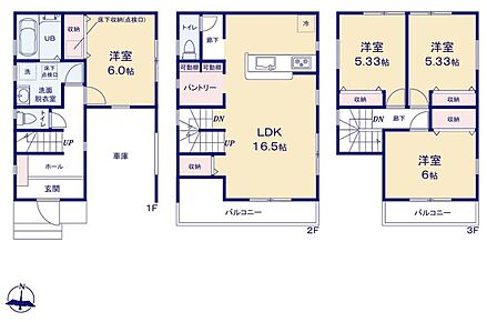 2階リビングは風通し良好で、プライバシーも守られ、ご家族みんなで過ごす空間をより居心地良くしてくれます♪各居室、パントリー、リビングにも収納を完備しているのでお部屋もスッキリできます！ 