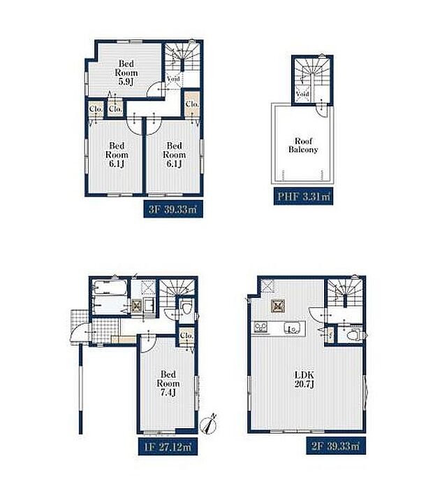 【4LDK】道路からの視線が気にならない2階リビングは、広々20帖超♪
ルーフバルコニーでは大きく広がる青空を眺めながら日光浴など、プライバシーを守りながら豊かな時を過ごせます。