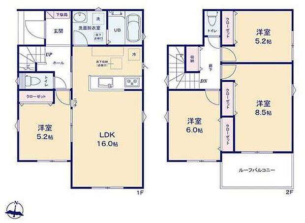 【4LDK】対面式キッチン採用！リビングで遊んでいるお子様を見守りながら、時にはお喋りをしながら料理や後片付けができる人気の高いスタイルです♪広々としたバルコニーならシーツなど大きな洗濯物もらくらく干せます☆