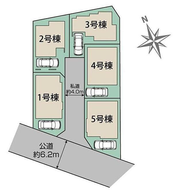 【全体区画図】埼玉高速鉄道「鳩ヶ谷」駅まで徒歩14分、自転車で5分☆駐車スペース付き♪来客用やお子様の自転車も置けますね!是非ご覧ください♪