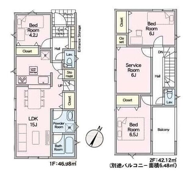 【3LDK+S】便利な「使うところにしまえる」玄関・キッチン・リビング各所に収納を設計!6.5帖の主寝室にはワイドなバルコニー付きで明るい2面採光を採用☆天気の良い日は、ご家族の洗濯物・お布団をまとめて干せます♪