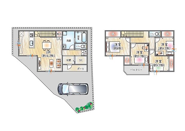 【【4号地/参考プラン図(3)】】(ベストプラン住宅 建物価格:2480万円~)
■2階建て/4LDK ■建物面積:約99.12m2
各居室収納付きで収納充実!大容量のSIC付きで玄関まわりもスッキリ整います◎