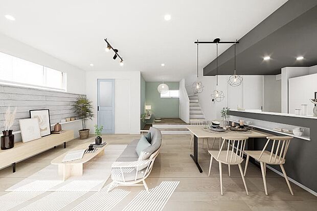 家族が自然とつながるアーティスティックな段差空間