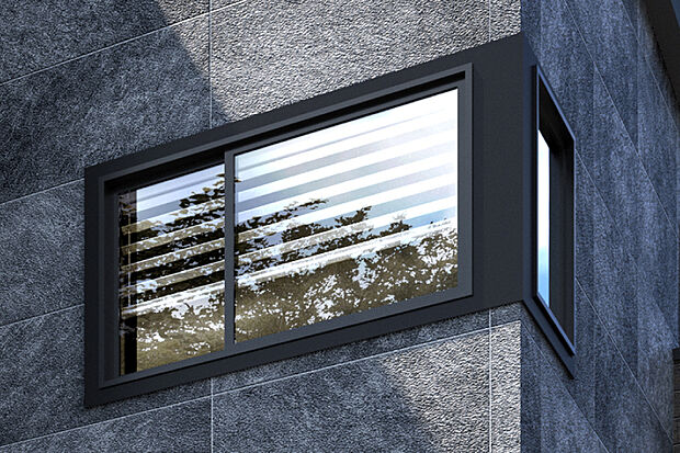 【スタイリッシュな窓デザイン】黒枠フレームがアクセントとなり、街並全体を引き締めながら気品あふれる印象を創出します。