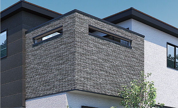 【【ファサードデザイン】】ファサードにアクセントを添える、スリットを設けたバルコニー