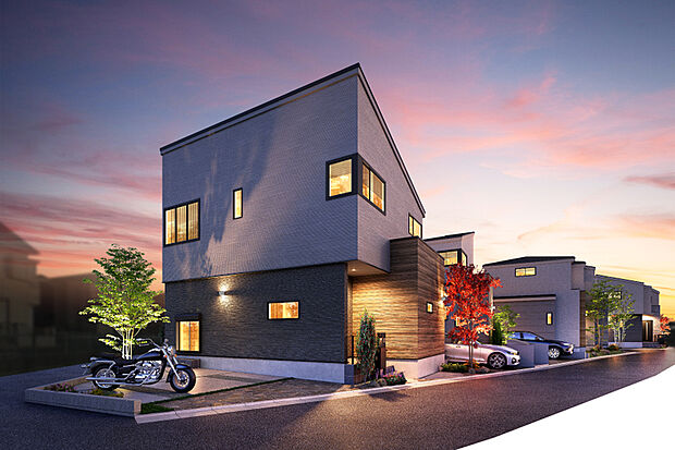 【灯かりのいえなみ協定(R)】夜間にポーチ灯やスポットライト等を点灯することで、街並み全体をライトアップ。景観を美しく演出するとともに、夜間の防犯性を高める協定です。