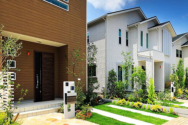 【日比谷花壇ガーデンプロデュースの外構植栽】四季の緑や彩りを感じられる外構植栽は、創業から長い歴史を誇る日比谷花壇とコラボレーションしました。街のコンセプトツリー1本に加え、サブツリーとして指定樹木の中からお選びいただけます。