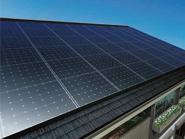 【発電・温水設備】太陽光からクリーンエネルギーをつくりだす、高効率のソーラーパネルを搭載。生活に必要なエネルギーを自然エネルギーでまかなう太陽光発電は、環境への負荷が少なく経済的。昼間の太陽光発電で余った電気は電力会社に売却することもできるので、光熱費の節約にもつながります。