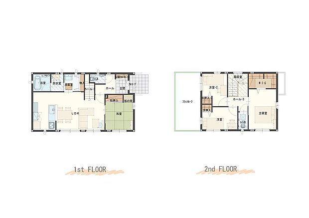 【その他建物プラン例】建物プラン例(4号地)建物価格2840万円、建物面積94.46m2
建築条件や敷地条件を活かし、ご家族のライフスタイルに合わせた住まいをご検討いただけます。