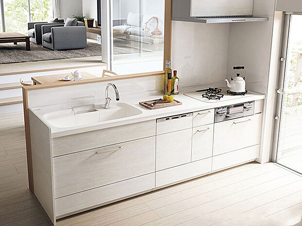 【カウンターキッチン】会話を楽しみながら料理もはかどる、使いやすいカウンターキッチンです。