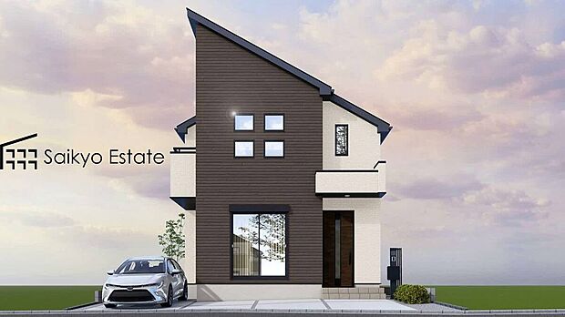 【外観完成予想図】LDK広々16帖!ウォークインクローゼットやシューズクローク、パントリーなど豊富な収納スペース♪キッチンは基本仕様より300mm強奥行きのあるオープンカフェキッチンを採用♪