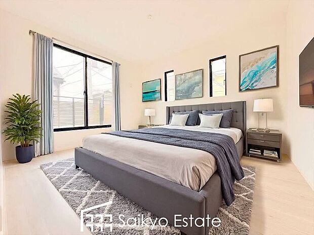 【洋室【施工例】】2面採光で明るく風通しも良好です！天気の良い日は是非窓を開けて空気の入れ替えをしてみるのはいかがでしょうか♪