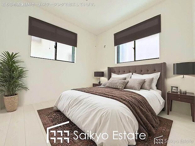 【洋室（施工例）】2面採光で明るく風通しも良好です！天気の良い日は是非窓を開けて空気の入れ替えをしてみるのはいかがでしょうか♪