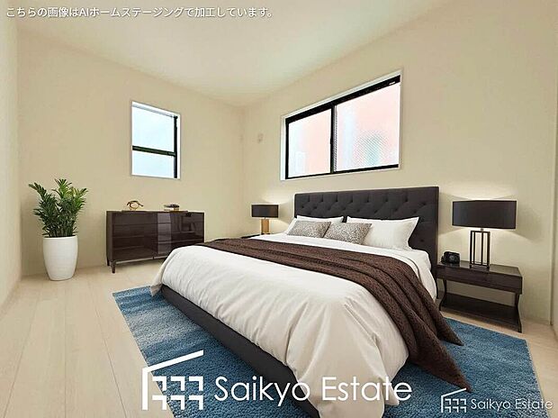 【洋室（施工例）】2面採光で明るく風通しも良好です！天気の良い日は是非窓を開けて空気の入れ替えをしてみるのはいかがでしょうか♪