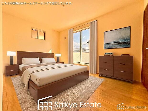 【居室(施工例)】2面採光で明るく風通しも良好です!天気の良い日は是非窓を開けて空気の入れ替えをしてみるのはいかがでしょうか♪