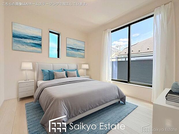 【洋室【施工例】】2面採光で明るく風通しも良好です!天気の良い日は是非窓を開けて空気の入れ替えをしてみるのはいかがでしょうか♪