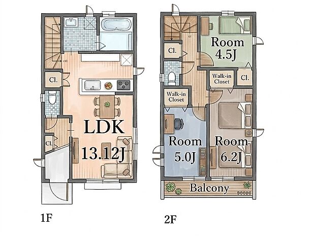 【参考プラン例(間取り図)B号地】建物面積約74.52m2、参考建物価格1174万円より承ります。土地+建物参考プラン価格5790万円(税込)