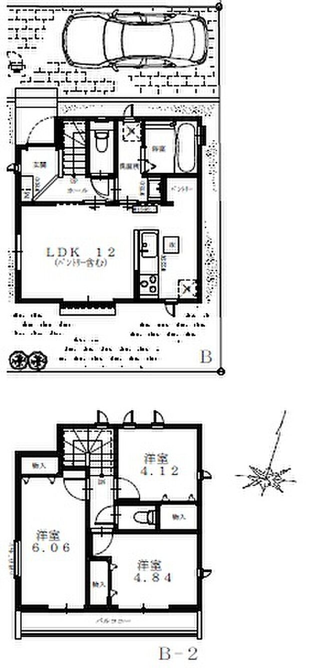 【参考プラン例（間取り図）B号地】建物面積67.48ｍ2、土地＋建物参考プラン価格5990万