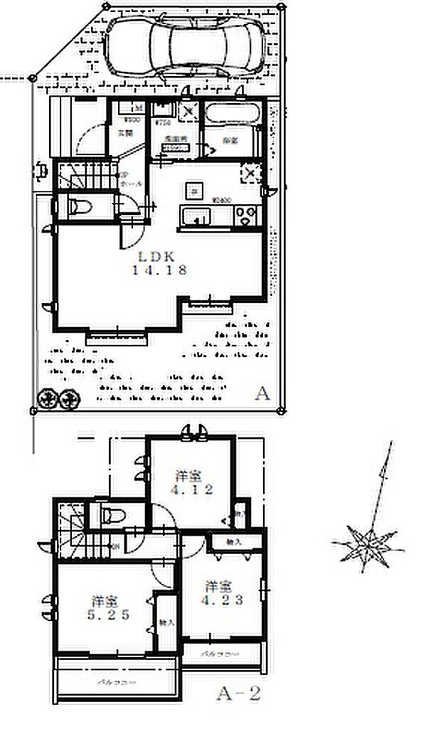 【参考プラン例（間取り図）A号地】建物面積67.69ｍ2、土地＋建物参考プラン価格6190万円（税込）
