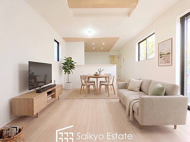 【リビング【施工例】】家族が集い、楽しい会話と美味しいごはん。何気ない家族団らんの時間が幸せに感じられる、そんな空間になりそうです。