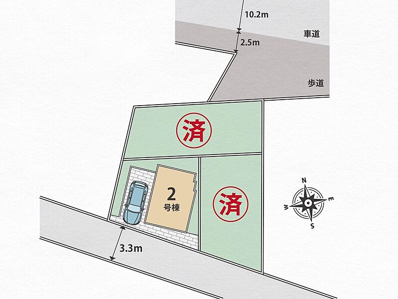 【全体区画図】
小学校が徒歩4分圏内にある住環境。保育園も徒歩10分圏内に多くあるので、子育て家族にも安心なエリアです！