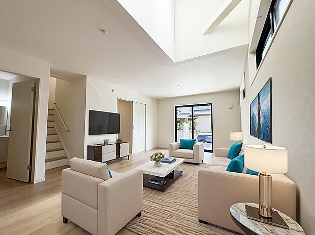 【LDK：19.1帖】
LDK19.1帖の開放的なプラン。全居室5帖以上でゆとりある暮らしが実現！
本画像はCGで作成しており、実際に現地に家具は配置しておりません。また、価格に家具は含まれません。