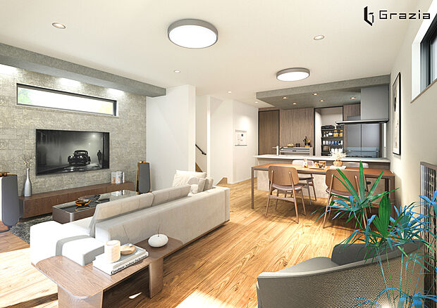 【建物完成イメージパース】
「氷川台」駅から徒歩4分、南側を幅員6mの公道に、北側を石神井川の遊歩道に面した開放的なロケーション。
断熱・省エネ性能に優れたZEH水準仕様で高水準な暮らしが叶います。