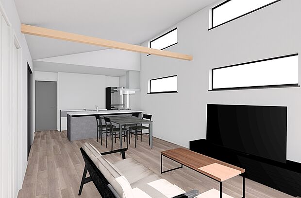 【建物イメージパース:1号棟】
WICやパントリーなど収納豊富なプランでキッチン周りや部屋を広くキレイに保つことが出来ます!