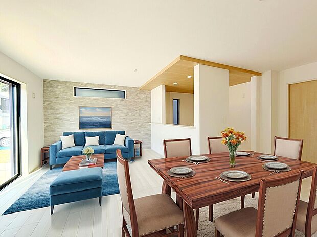 【【建物プラン例：LDK】】「設計住宅性能評価書」「建設住宅性能評価書」の取得をしている高仕様なプランでの安心の暮らし。
建物面積：100m2｜建物参考価格：2003万円