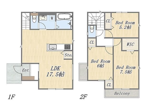 【【2号地　参考プラン】】Plan：3LDK+WIC+カースペース2台
断熱・省エネ性能に優れたZEH水準仕様、耐震等級3を取得前提とした高仕様の住まいを建築できます！
プラン・カラーセレクトのご相談可能！