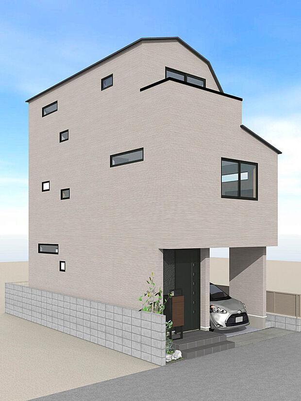 【【建物完成イメージパース】】ビルトインガレージでお車での移動もより快適でスムーズに。