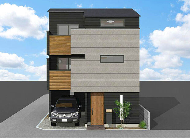 【【建物イメージパース：外観】】木目調を生かしたヴィンテージウエスタン風の内外観で落ち着きと温かみのある空間を演出。