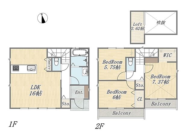 【【参考プラン:7号地】】Plan:3LDK+WIC+Pantry+Loft+カースペース|建物参考価格:2003万円