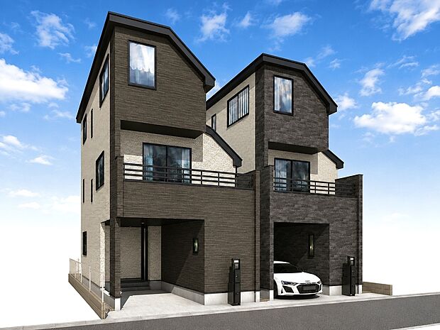 【【建物イメージパース】】敷地約25坪の整形地が全6区画で誕生！前面道路約6ｍで開放的な住まいを建築可能！車移動であれば、八潮南ICが近いため、首都高が利用可能で遠くへのお出掛けがしやすい立地。