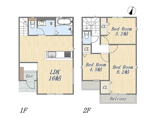 【【参考プラン：5号地】】Plan：3LDK+2WIC+SIC+カースペース
建物面積：79.48m2
建物価格：2000万円