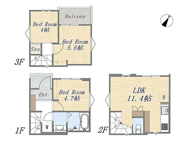 【【参考プラン】】Plan:3LDK+ワイドバルコニー
建物面積:59.99m2(18.14坪)
建物参考価格:2190万円