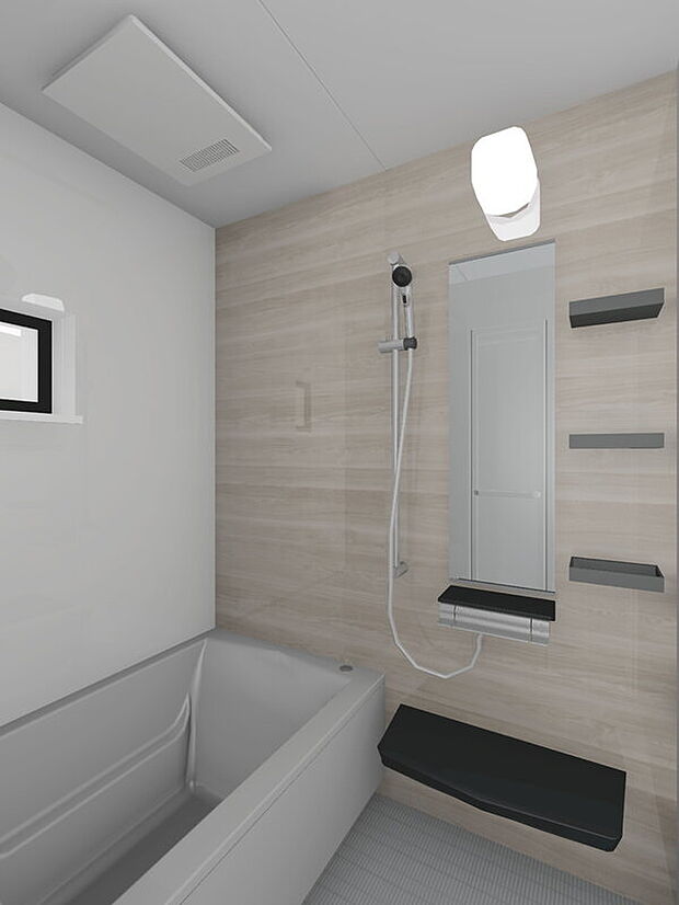 【【イメージパース:Bath Room】】冬の時期でも浴室内を暖かくできる浴室暖房乾燥機付き。ヒートショックの防止にも繋がります!