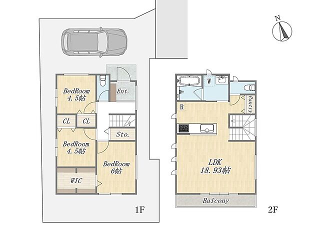 【【参考プラン:3号地】】Plan:3LDK+カースペース
建物参考価格:2300万円
建物面積:86.95m2
YAZAWA LUMBER施工|建物参考価格(2300万円)には設計・外構・地盤改良費等は含まれていません。