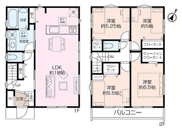 ゆとりのある約18帖のLDKと家事効率に優れた4LDK♪