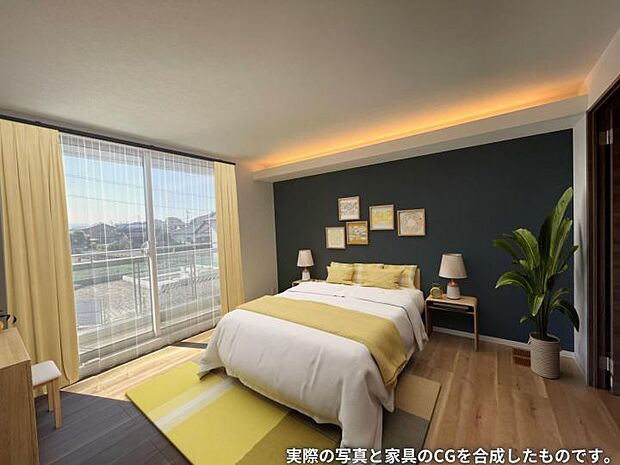 【主寝室【21号地】(2024年11月撮影)】インナーバルコニーに面し、W.I.Cを備えたゆったり主寝室