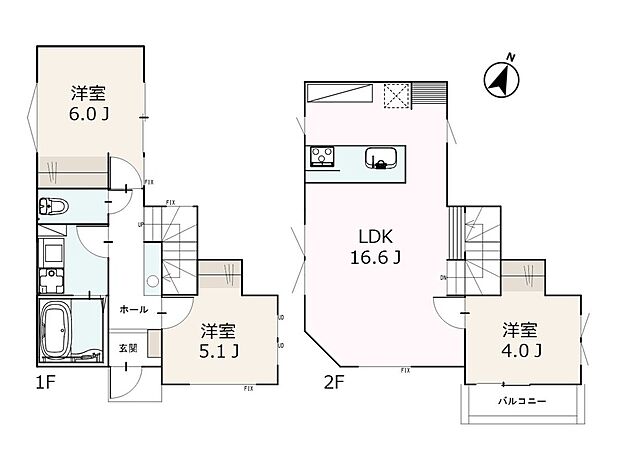 ＜間取図＞
建物は広いリビングルームが魅力の3LDKタイプ。