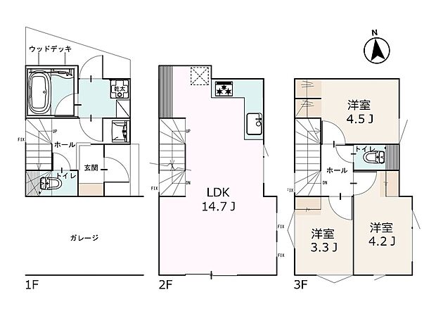 【3LDK】建物面積に車庫部分11.17m2含む。