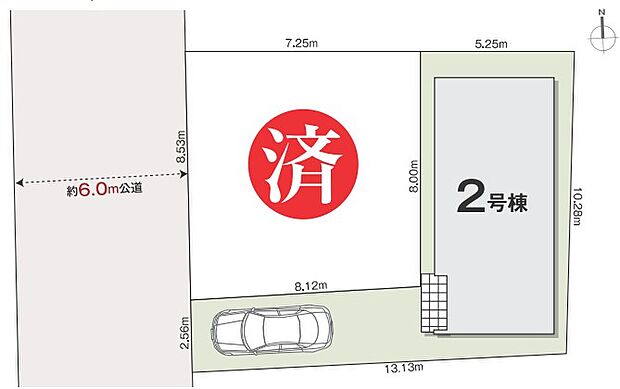 全棟駐車場完備!前面道路は6mと広めなので、運転の苦手な方でも車の出し入れがスムーズですね♪