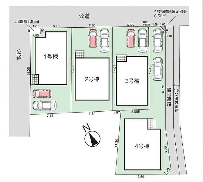 全棟カースペース２台分（車種による）確保！自転車置き場や物置スペースにもお使いいただけます♪