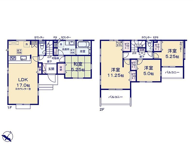 (１号棟)、4LDK、土地面積132.61m2、建物面積104.41m2