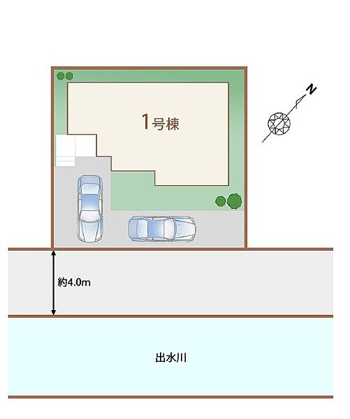 南東道路は間口１２ｍあり、開放的です！敷地約４０坪、カースペース２台分（車種による）！