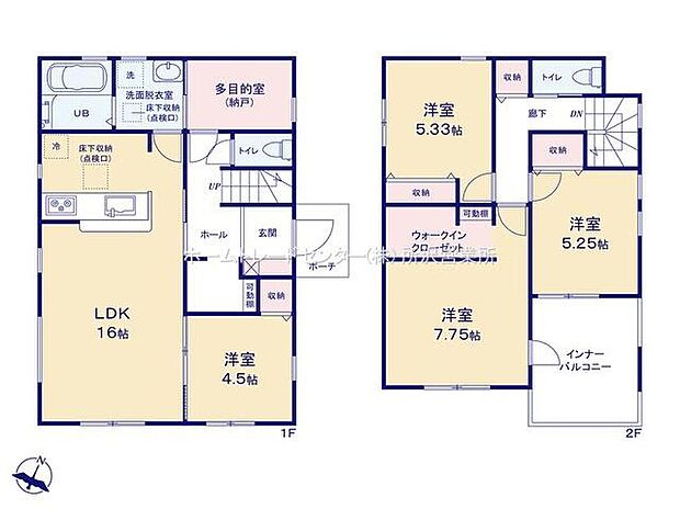 (１号棟)、4LDK、土地面積175.54m2、建物面積106.92m2